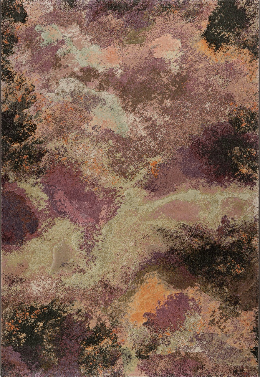 Teppich Tapison Home Torino 063.0934.7274 von oben, abstraktes Wolkenmuster in Pflaume, Mauve und Olivgrün