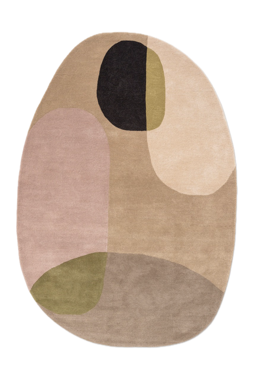 Brink & Campman Decor Miller Autumn Teppich in Sandbeige, Puderrosa und Olivgrün, Draufsicht