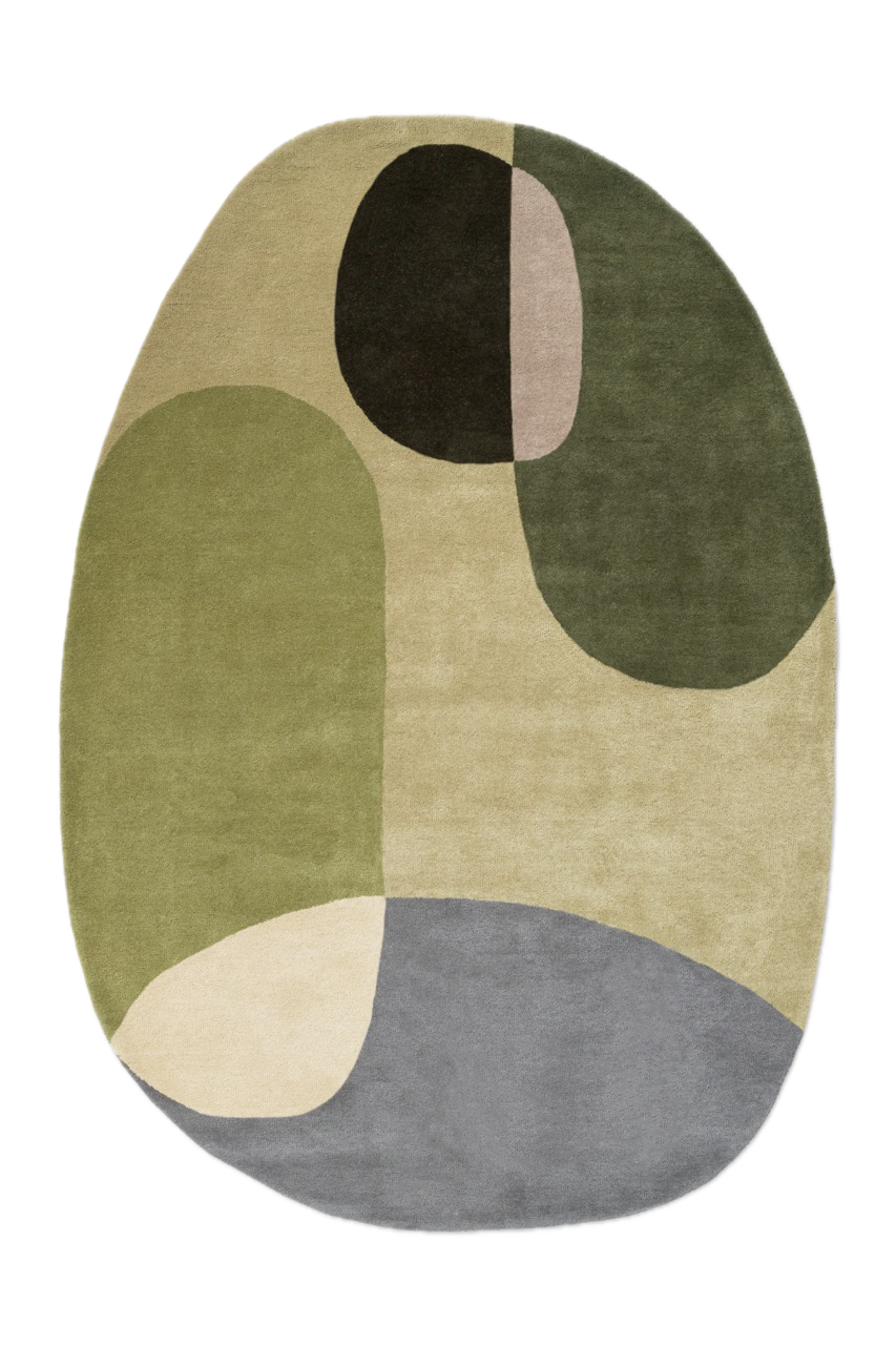 Brink & Campman Decor Miller Summer Teppich in Salbeigrün, Tannengrün und Taubengrau, Draufsicht