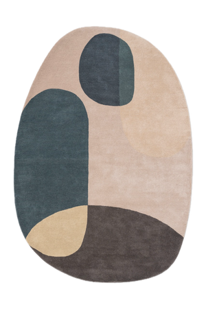 Brink & Campman Decor Miller Winter Teppich in Petrolblau, Rosébeige und Anthrazitbraun, Draufsicht