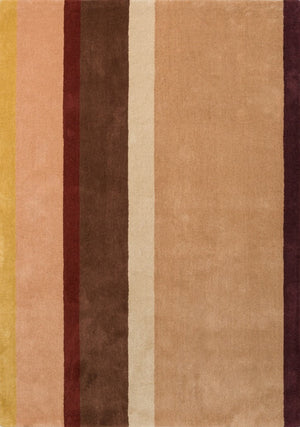 Striped rug with brown