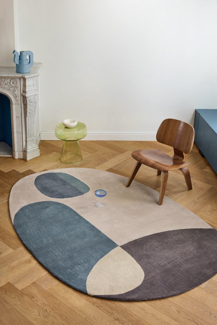 Brink & Campman Decor Miller Winter Teppich in Petrolblau, Rosébeige und Anthrazitbraun, im Wohnraum