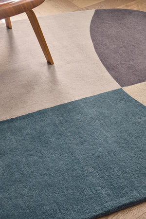 Brink & Campman Decor Miller Winter Teppich in Petrolblau, Rosébeige und Anthrazitbraun, im Wohnraum, dritte Ansicht