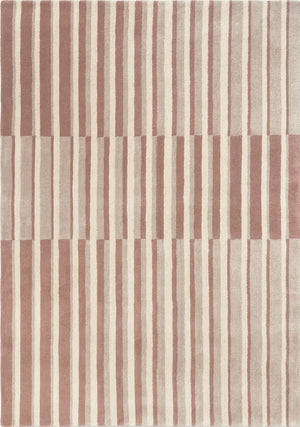 Brink & Campman Decor Pilar Blush Teppich in Altrosa mit Streifen in Creme und Greige, Draufsicht