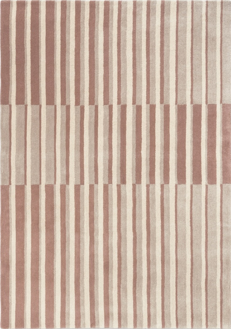 Brink & Campman Decor Pilar Blush Teppich in Altrosa mit Streifen in Creme und Greige, Draufsicht