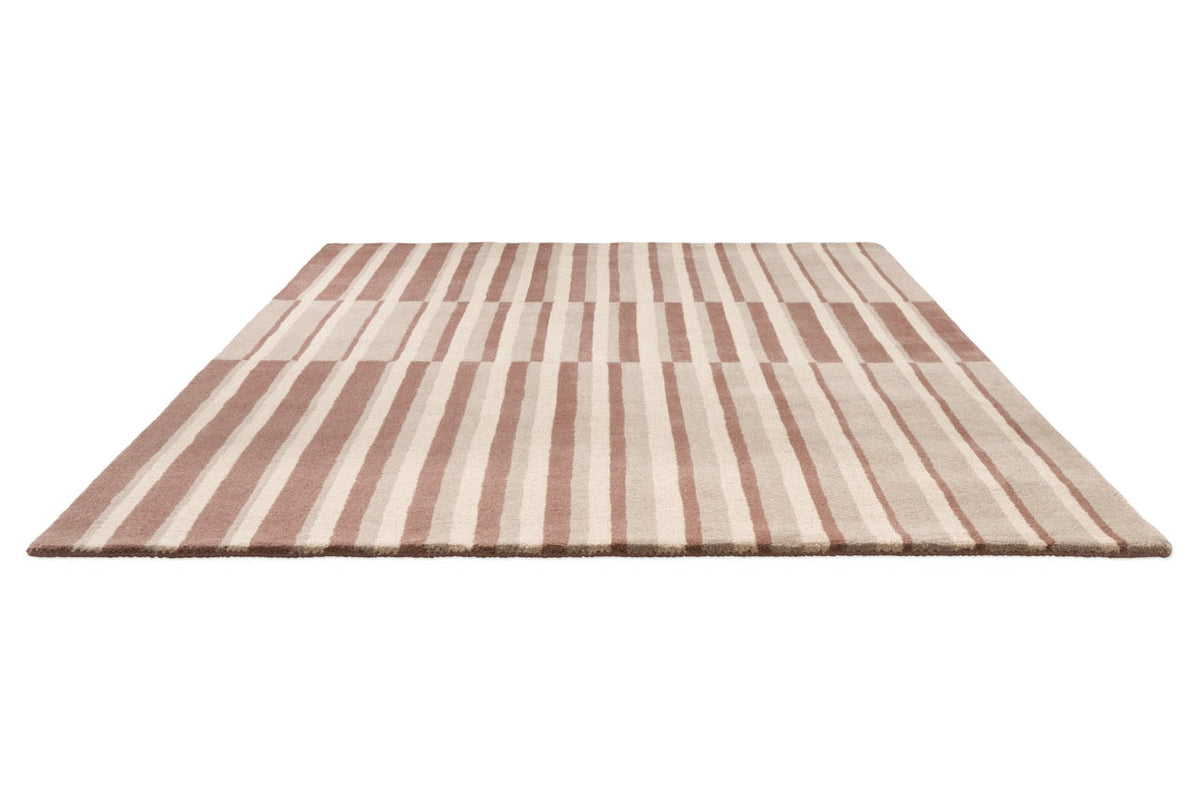 Brink & Campman Decor Pilar Blush Teppich in Altrosa mit Streifen in Creme und Greige, Schrägansicht