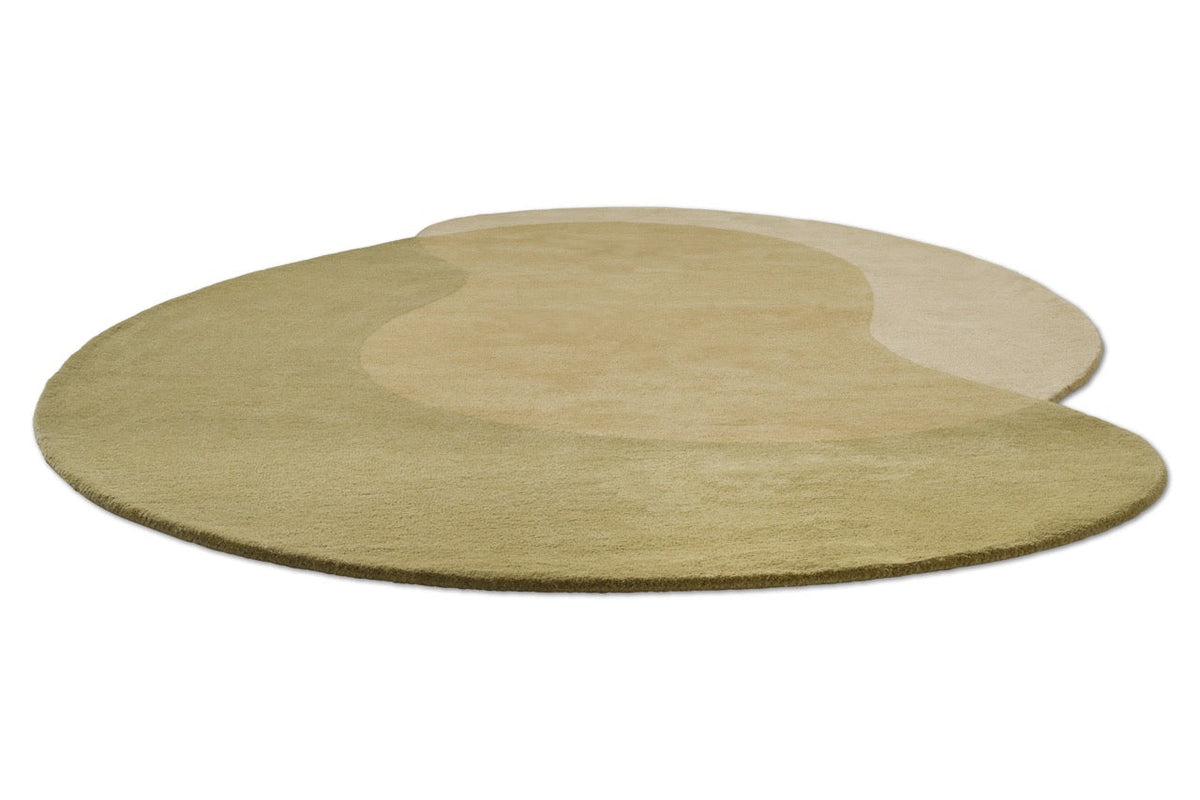 Brink & Campman Element Lane Green Teppich in Olivgrün, Ockergelb und Creme, Schrägansicht