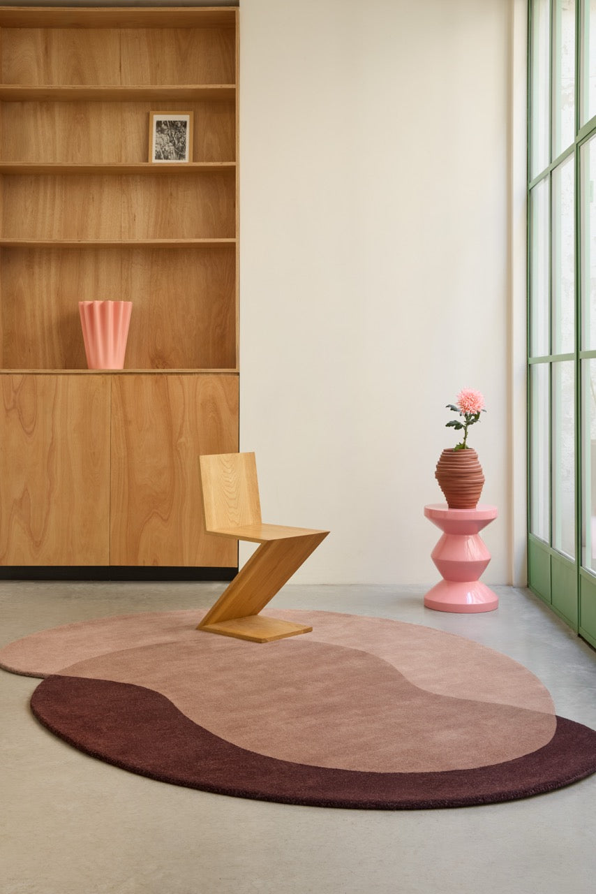 Brink & Campman Element Lane Red Teppich in Altrosa, Mauvebraun und Aubergine, im Wohnraum
