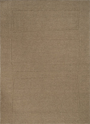 Brink & Campman Senso Blocks Fur Brown Teppich in Camelbraun mit drei Blöcken im Relief, Draufsicht