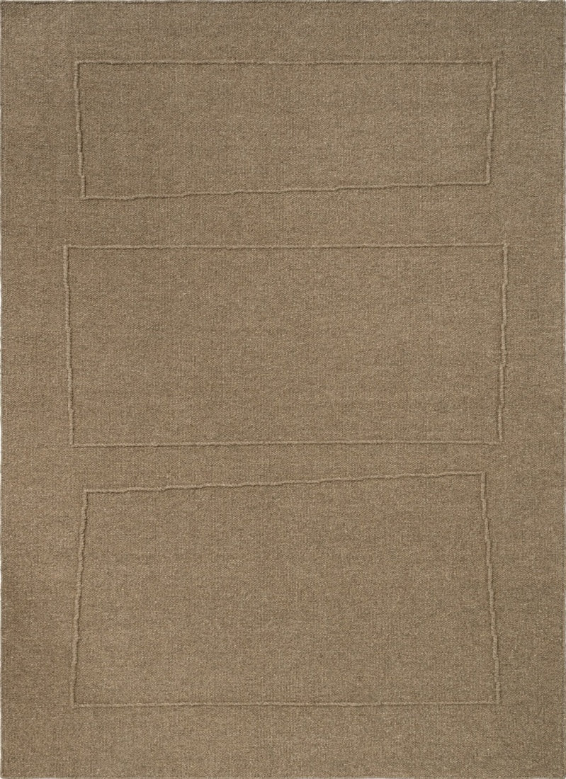 Brink & Campman Senso Blocks Fur Brown Teppich in Camelbraun mit drei Blöcken im Relief, Draufsicht