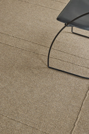 Brink & Campman Senso Blocks Fur Brown Teppich in Camelbraun mit drei Blöcken im Relief, im Wohnraum, zweite Ansicht
