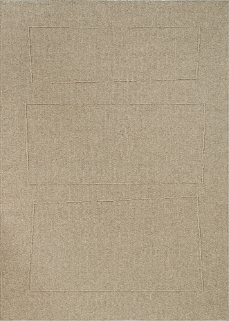 Brink & Campman Senso Blocks Natural Teppich in Sandbeige mit drei Blöcken im Relief, Draufsicht