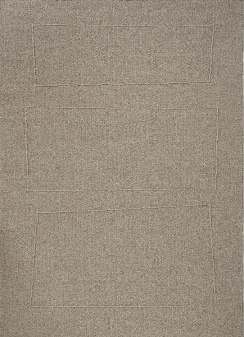 Brink & Campman Senso Blocks Soft Taupe Teppich in Grautaupe mit drei Blöcken im Relief, Draufsicht