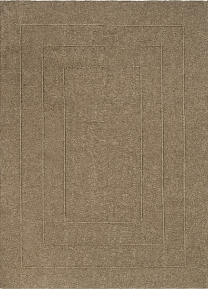 Brink & Campman Senso Border Fur Brown Teppich in Camelbraun mit drei Rahmen im Relief, Draufsicht
