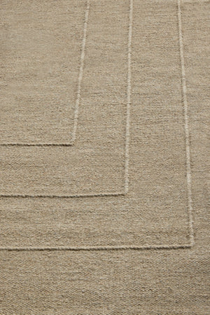 Brink & Campman Senso Border Natural Teppich in Sandbeige mit drei Rahmen im Relief, im Wohnraum, zweite Ansicht