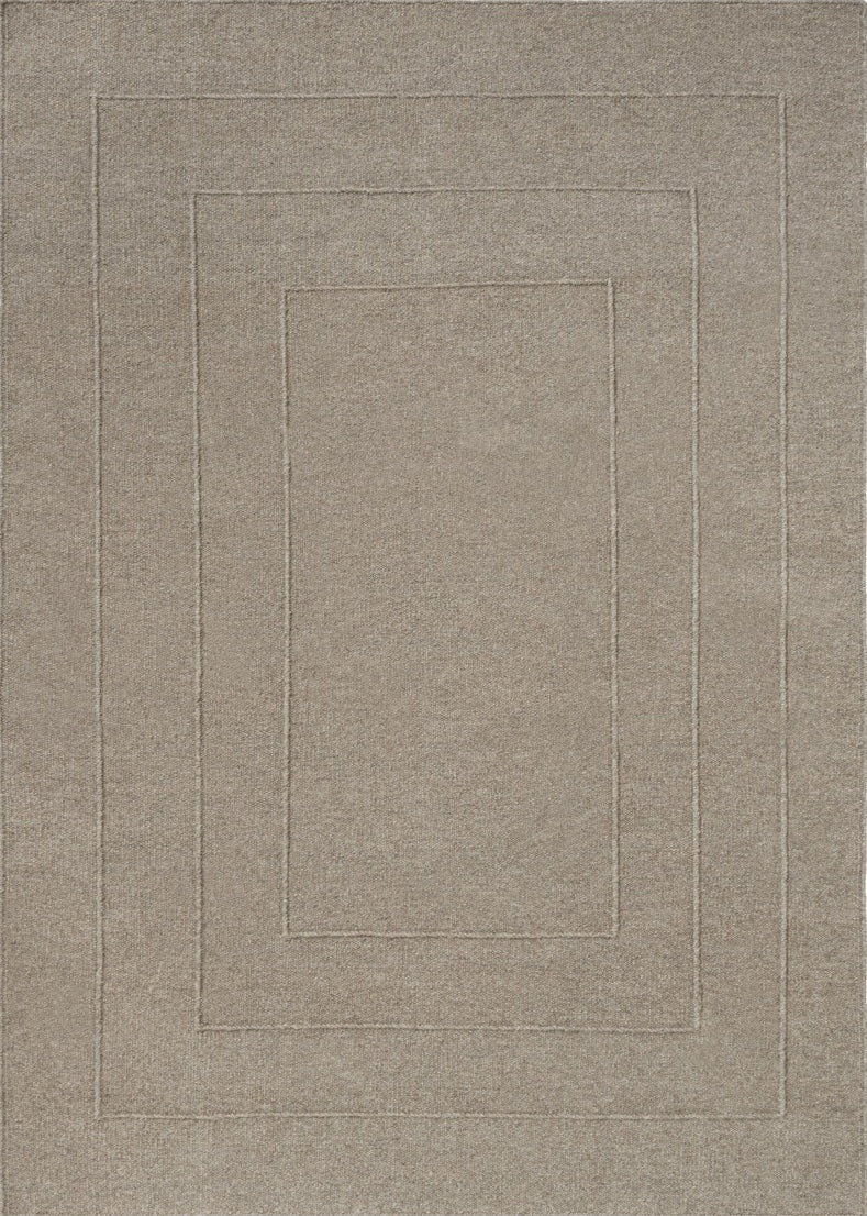 Brink & Campman Senso Border Soft Taupe Teppich in Grautaupe mit drei Rahmen im Relief, Draufsicht
