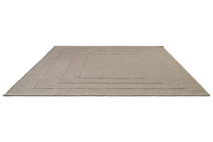 Brink & Campman Senso Border Soft Taupe Teppich in Grautaupe mit drei Rahmen im Relief, Schrägansicht