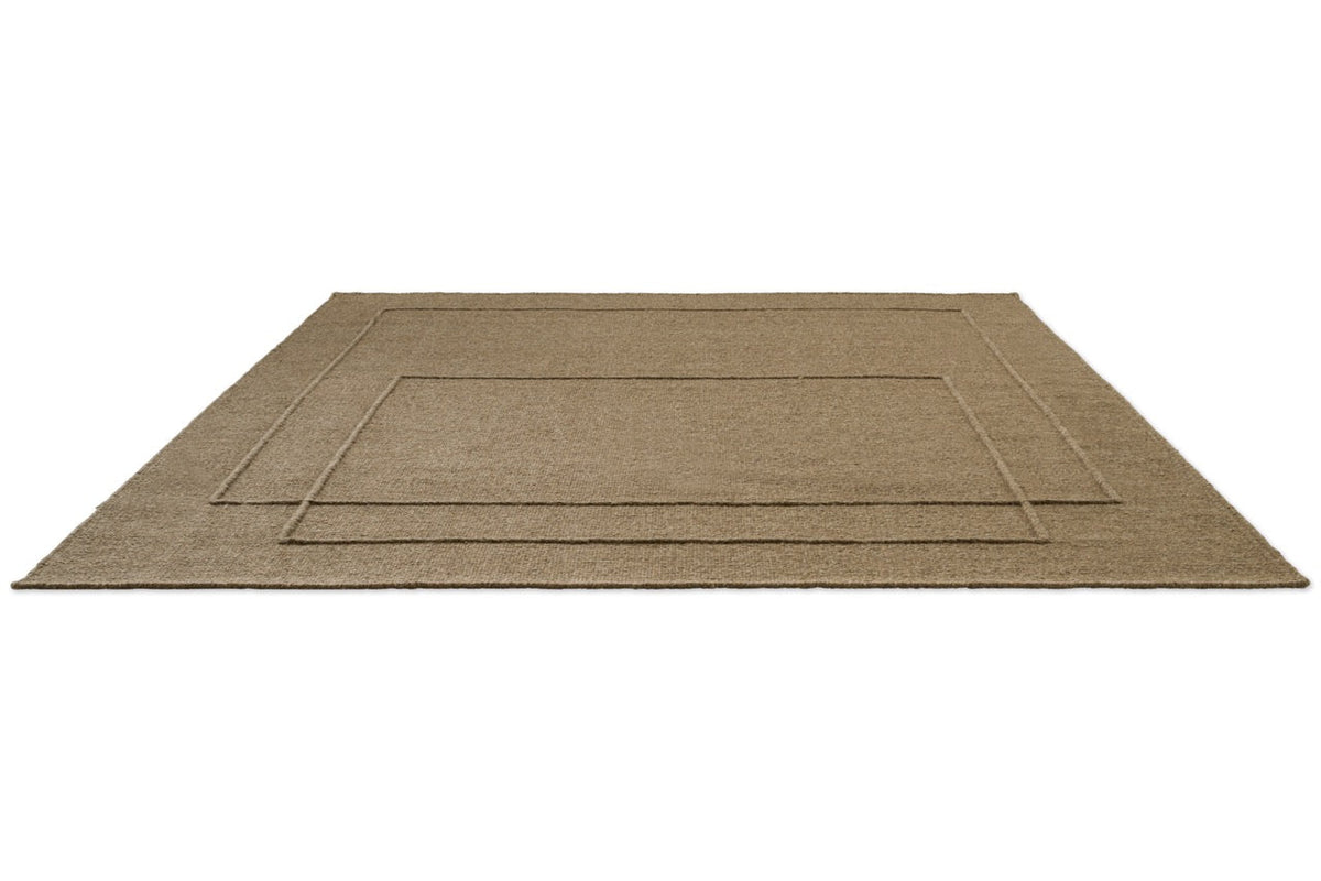 Brink & Campman Senso Level Fur Brown Teppich in Camelbraun mit zwei Rechtecken im Relief, Schrägansicht