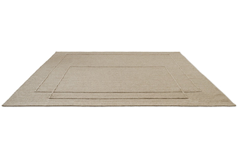 Brink & Campman Senso Level Natural Teppich in Sandbeige mit zwei Rechtecken im Relief, Schrägansicht