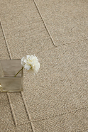 Brink & Campman Senso Level Natural Teppich in Sandbeige mit zwei Rechtecken im Relief, im Wohnraum, zweite Ansicht