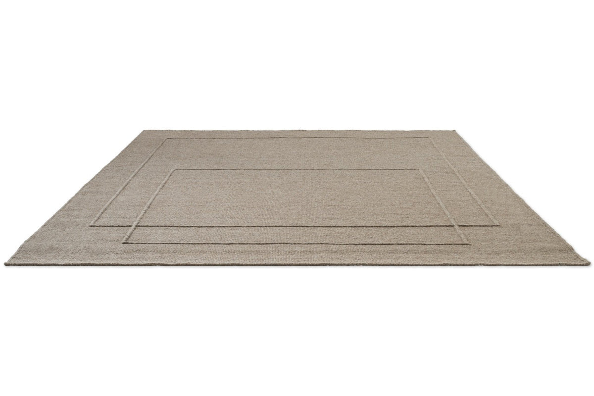 Brink & Campman Senso Level Soft Taupe Teppich in Grautaupe mit zwei Rechtecken im Relief, Schrägansicht