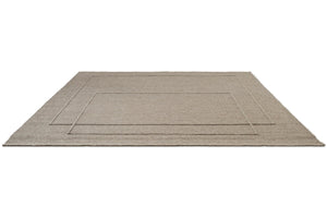 Brink & Campman Senso Level Soft Taupe Teppich in Grautaupe mit zwei Rechtecken im Relief, Schrägansicht