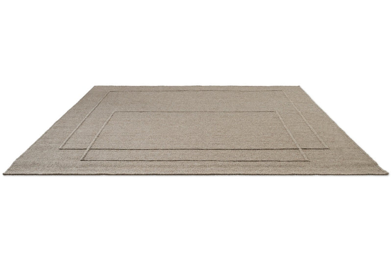 Brink & Campman Senso Level Soft Taupe Teppich in Grautaupe mit zwei Rechtecken im Relief, Schrägansicht