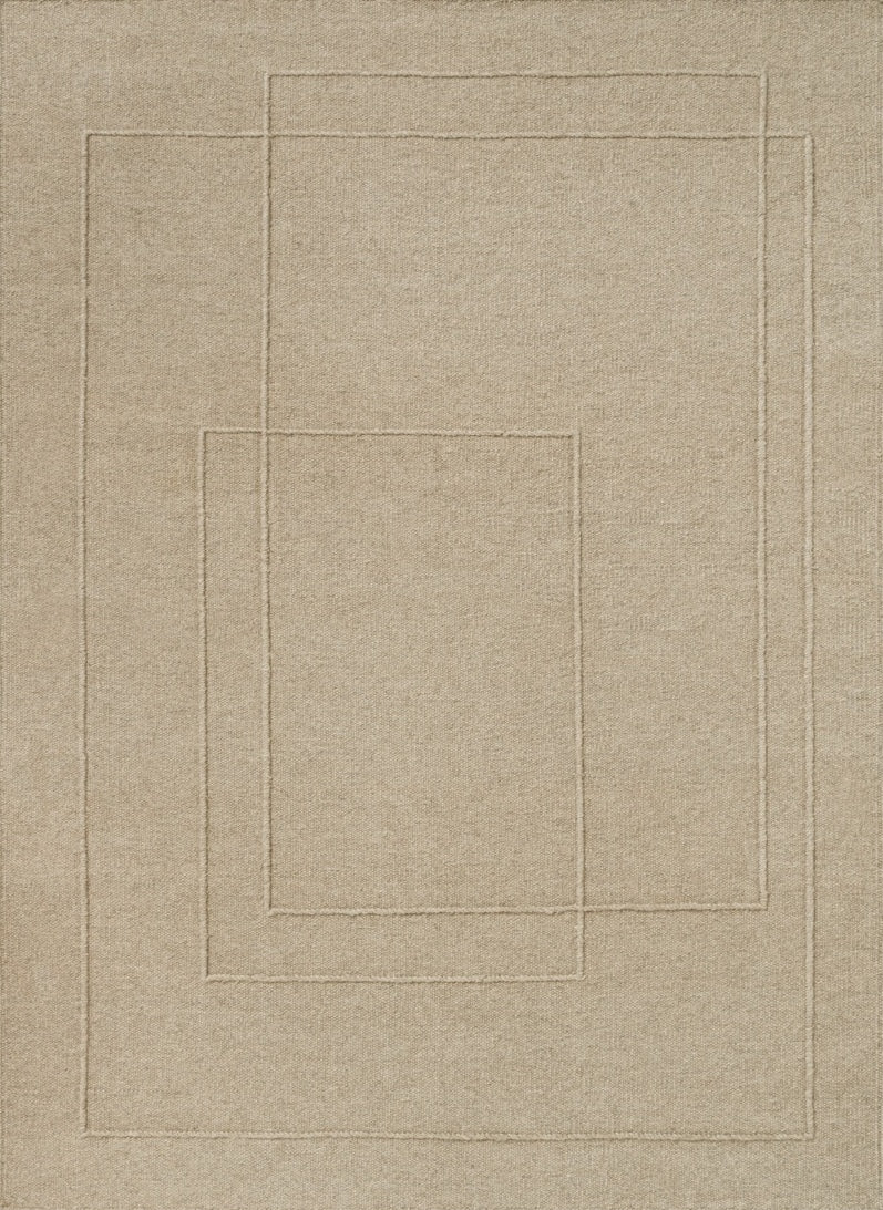 Brink & Campman Senso Planes Natural Teppich in Sandbeige mit überlappenden Rechtecken im Relief, Draufsicht