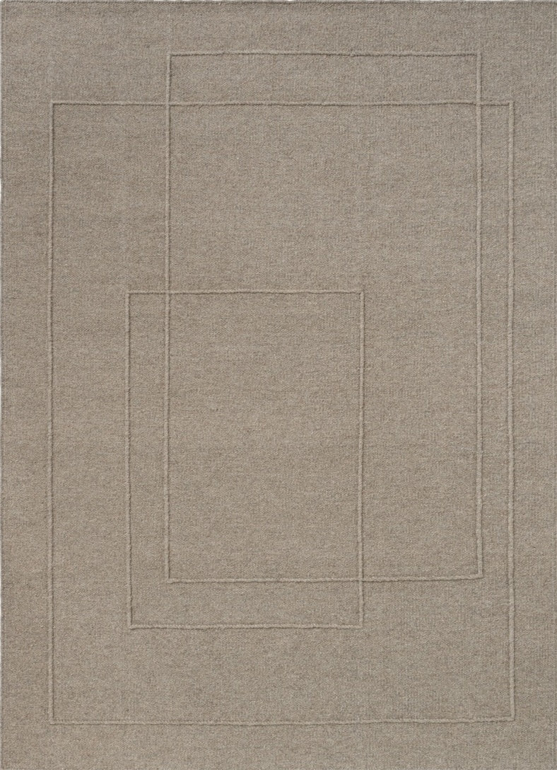 Brink & Campman Senso Planes Soft Taupe Teppich in Grautaupe mit überlappenden Rechtecken im Relief, Draufsicht