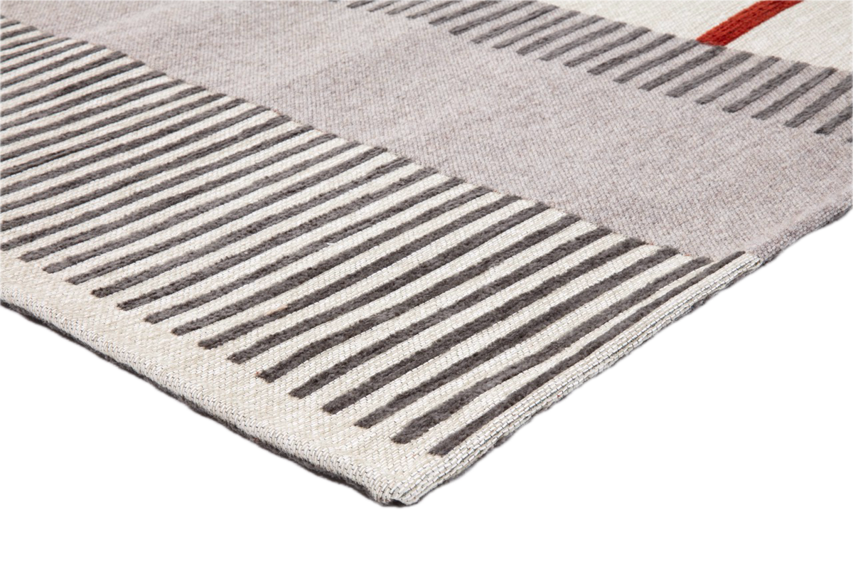 Acsento Oslo Grey Terra Teppich, Detail von Ecke und Flor