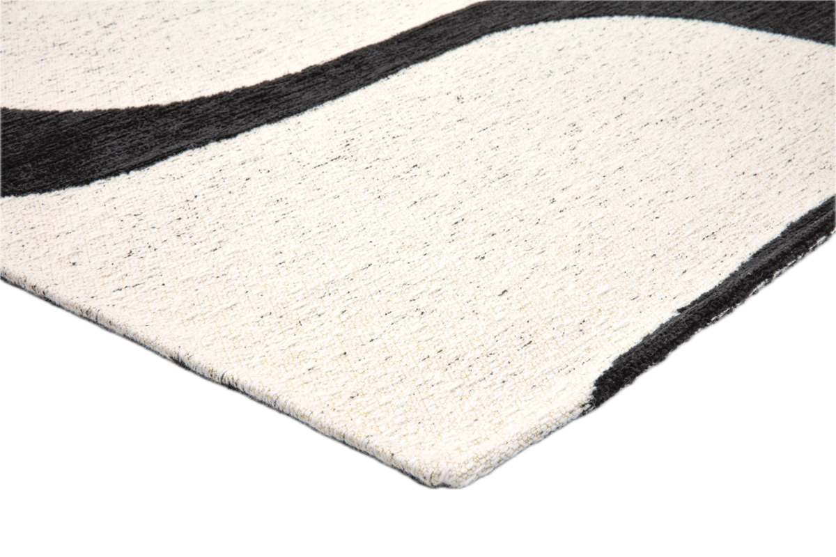 Acsento Swing Black-White Teppich, Detail von Ecke und Flor