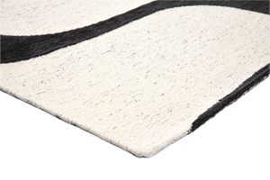 Acsento Swing Black-White Teppich, Detail von Ecke und Flor