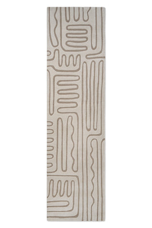 Harlequin Hollow Pebble Läufer in Elfenbein mit greigefarbenen Linien, Draufsicht