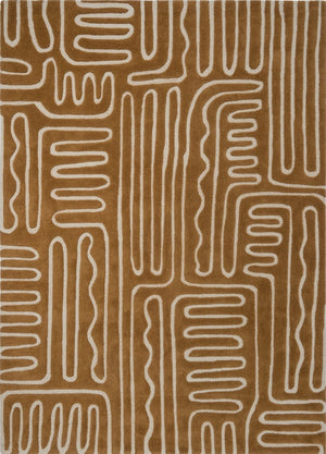 Harlequin Hollow Tan Teppich in Karamell mit elfenbeinfarbenen Linien, Draufsicht