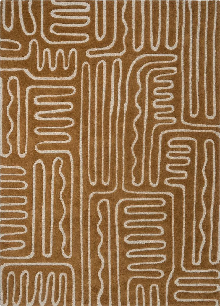 Harlequin Hollow Tan Teppich in Karamell mit elfenbeinfarbenen Linien, Draufsicht