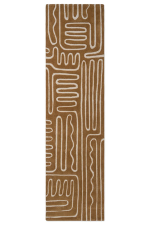 Harlequin Hollow Tan Läufer in Karamell mit elfenbeinfarbenen Linien, Draufsicht