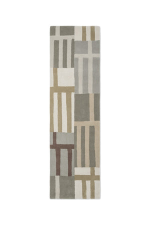 Harlequin Monolith Sandstone Läufer in Salbeigrau, Sand und Elfenbein, Draufsicht
