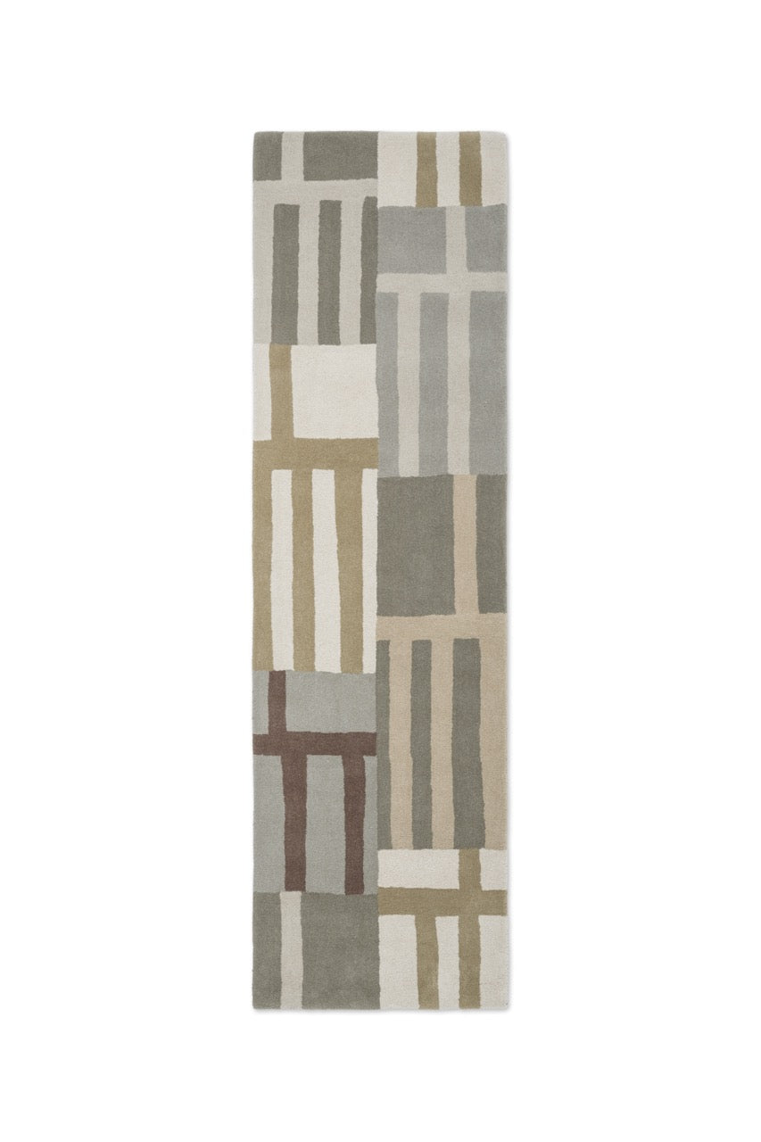Harlequin Monolith Sandstone Läufer in Salbeigrau, Sand und Elfenbein, Draufsicht