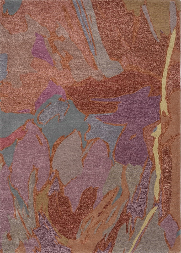 Harlequin Saltillo Rosewood Teppich in Terrakotta, Rost und Flieder, Draufsicht