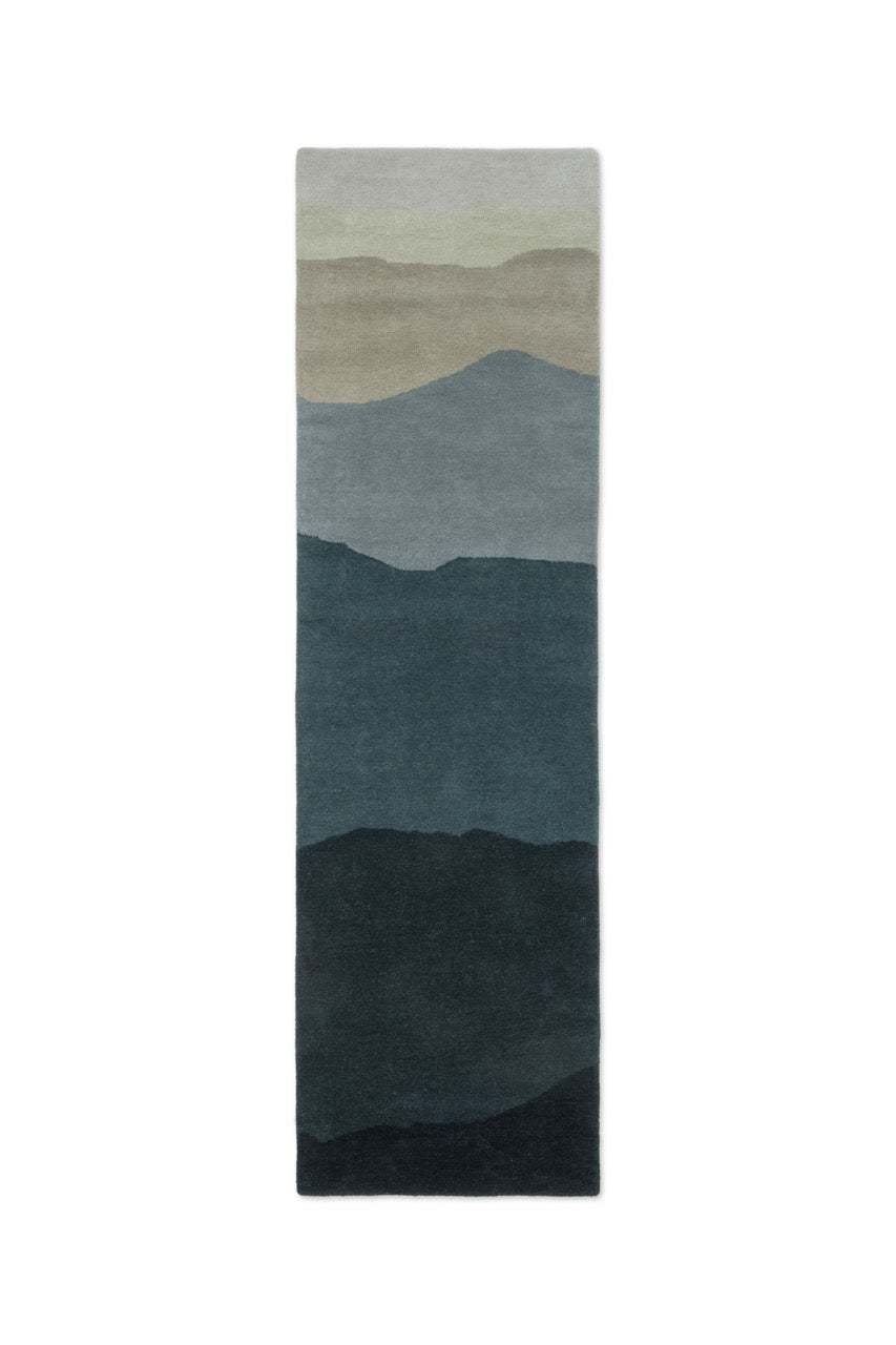 Harlequin Sedimentary Midnight Läufer in Petrolblau und Nachtblau, Draufsicht