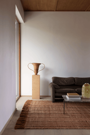 Wollteppich Rost Layered Cord Burgundy Rust, im Wohnzimmer