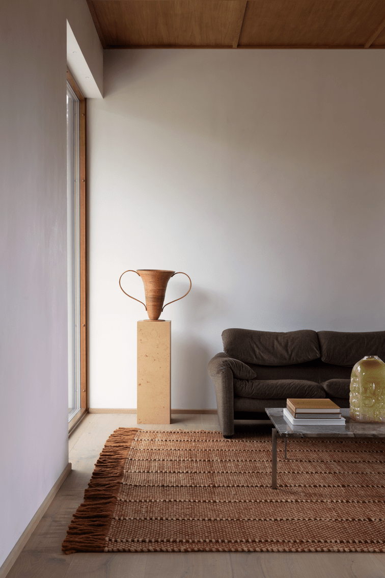 Wollteppich Rost Layered Cord Burgundy Rust, im Wohnzimmer