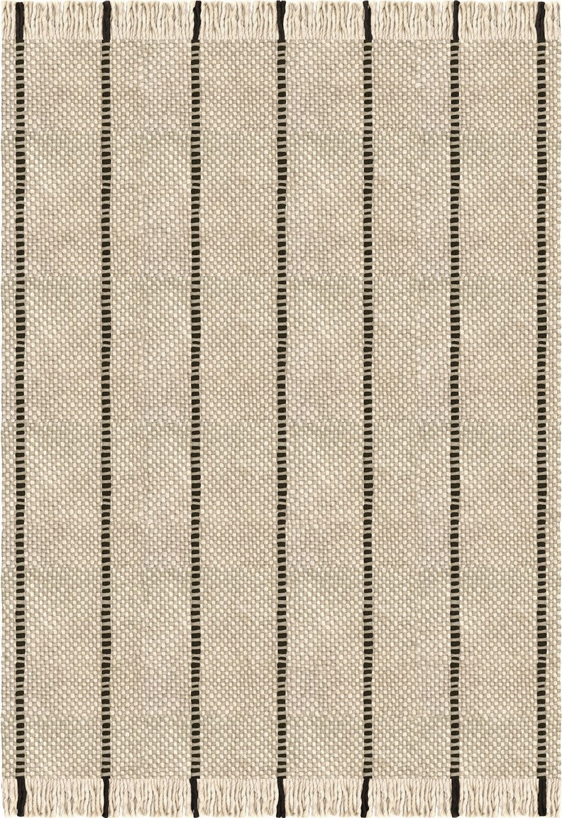 Wollteppich gestreift Layered Cord Black White, Draufsicht