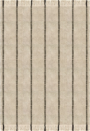 Wollteppich gestreift Layered Cord Black White, Draufsicht