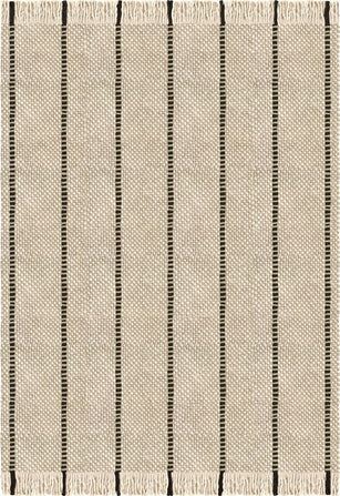 Wollteppich gestreift Layered Cord Black White, Draufsicht