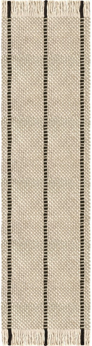 Wollteppich gestreift Layered Cord Black White, Läufer, Draufsicht