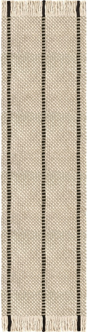 Wollteppich gestreift Layered Cord Black White, Läufer, Draufsicht