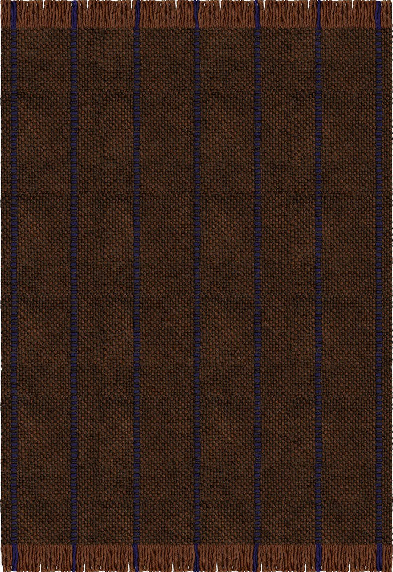 Wollteppich Braun Layered Cord Blue Brown, Draufsicht