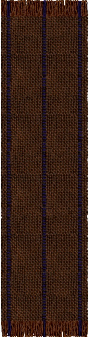 Wollteppich Braun Layered Cord Blue Brown, Läufer, Draufsicht