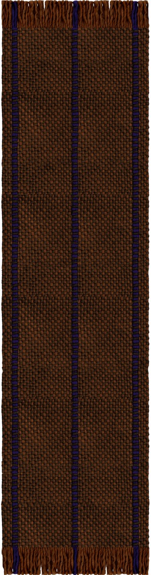 Wollteppich Braun Layered Cord Blue Brown, Läufer, Draufsicht